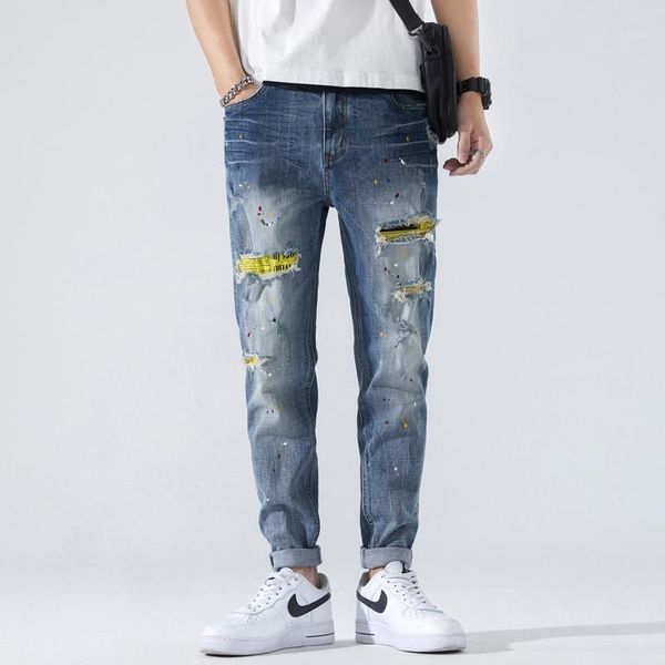 men's jeans ripped men slim fit blue stretch spring concerned punk painting ruined jean man patchowrk streetwear motorcycle
men's jeans ripped men slim fit blue stretch spring concerned punk painting ruined jean man patchowrk streetwear motorcycle
