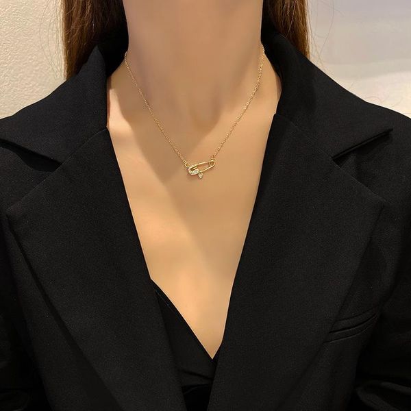 chains zircon pin pendant chokers necklaces for women gold color clavicle chain creativity personality charm female party jewelry, Silver
chains zircon pin pendant chokers necklaces for women gold color clavicle chain creativity personality charm female party jewelry, Silver