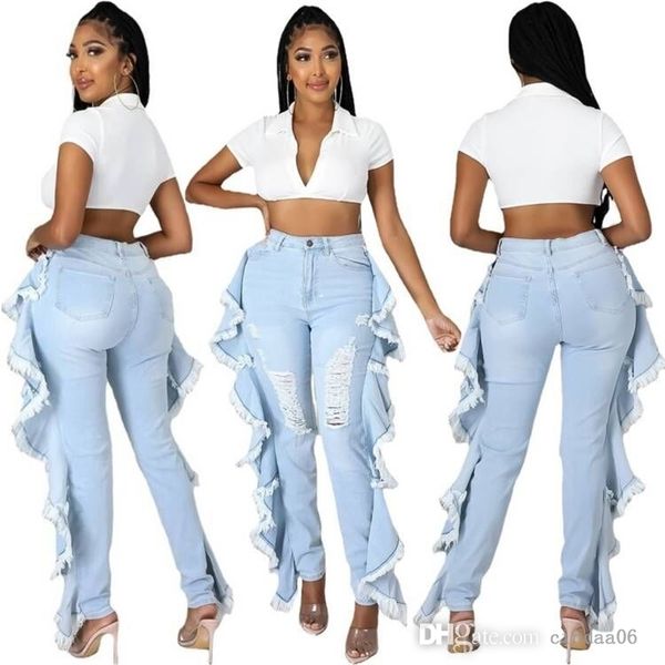 designer women jeans fashion ruffle fringe tassels pants wash holes slim fit stretch denim trousers, Blue
designer women jeans fashion ruffle fringe tassels pants wash holes slim fit stretch denim trousers, Blue