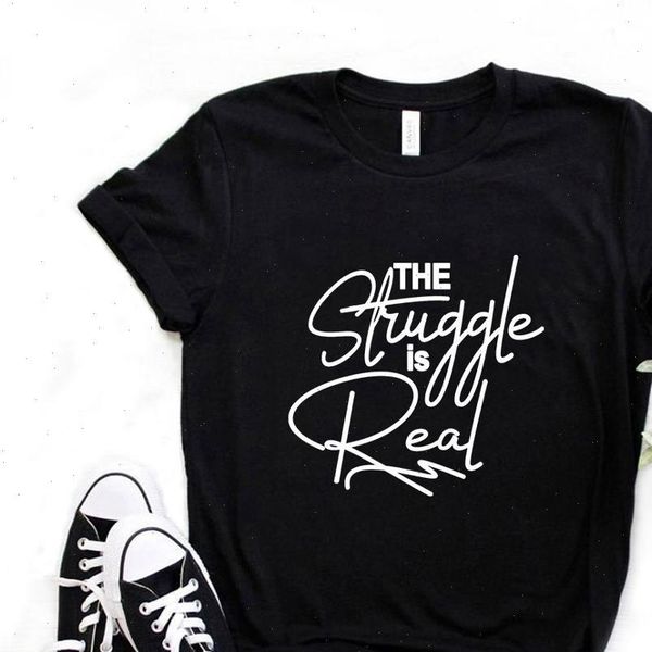 women t shirt the struggle is real letters print short sleeve o neck loose, White
women t shirt the struggle is real letters print short sleeve o neck loose, White