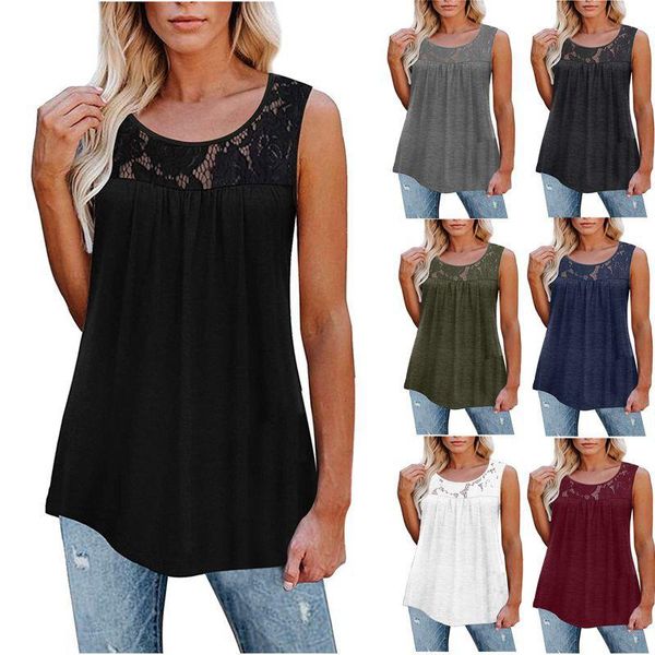 round neck sleeveless splicing lace women kawaii clothes punk 2021 fashion clothing women's t-shirt, White
round neck sleeveless splicing lace women kawaii clothes punk 2021 fashion clothing women's t-shirt, White