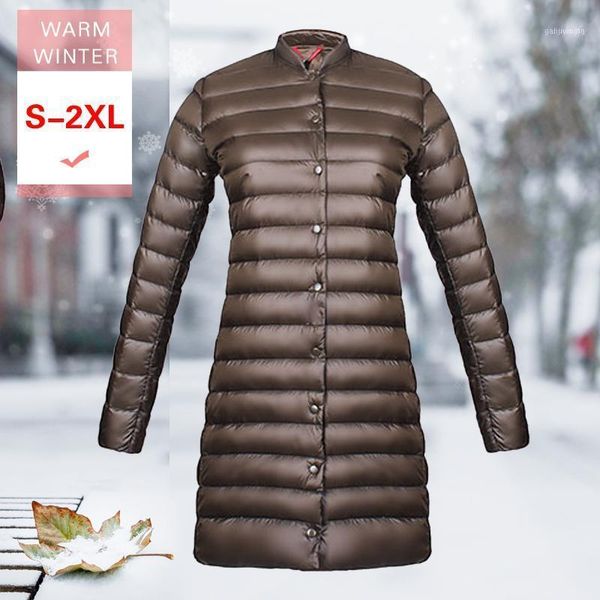 women white duck down long jacket female winter ultra light slim thin coat covered button warm soft overcoat stand collar1, Black
women white duck down long jacket female winter ultra light slim thin coat covered button warm soft overcoat stand collar1, Black