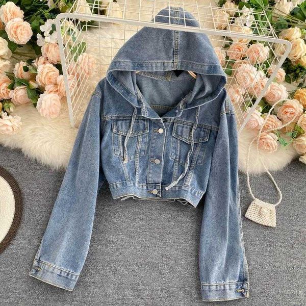 all-match vintage high waist casual autumn long sleeve hooded cropped denim jacket clothing fashion jeans coat streetwear 210610, Black;brown
all-match vintage high waist casual autumn long sleeve hooded cropped denim jacket clothing fashion jeans coat streetwear 210610, Black;brown