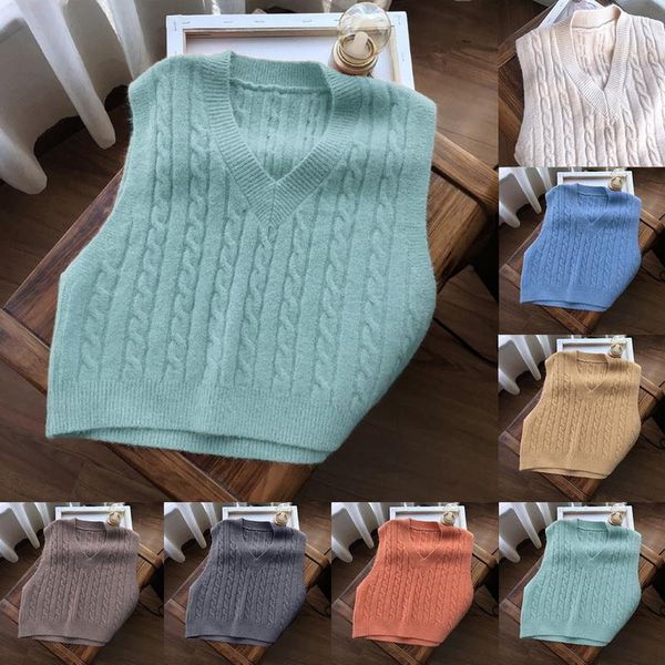 women's vests v neck vintage women sweater vest sleeveless knitted crop pullovers 2021 fashion autumn ribbed tricot jumper, Black;white
women's vests v neck vintage women sweater vest sleeveless knitted crop pullovers 2021 fashion autumn ribbed tricot jumper, Black;white