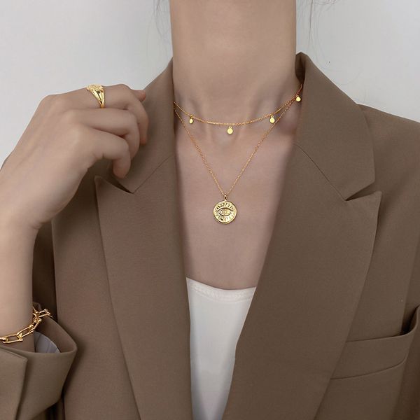 amulet pendants titanium steel double layer angel's eye necklace women's gold chaoyuan brand clavicle chain cool style hip hop nec, Golden;silver
amulet pendants titanium steel double layer angel's eye necklace women's gold chaoyuan brand clavicle chain cool style hip hop nec, Golden;silver