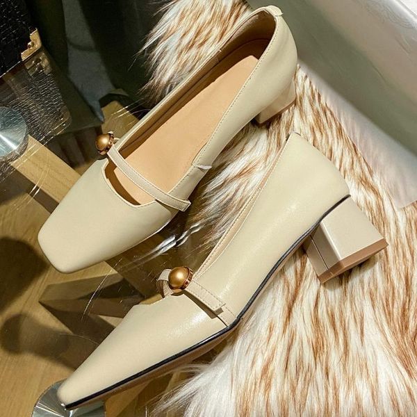 women's genuine leather beading buckle slip-on pumps thick med heel square toe retro casual daily dress heels shoes for women, Black
women's genuine leather beading buckle slip-on pumps thick med heel square toe retro casual daily dress heels shoes for women, Black