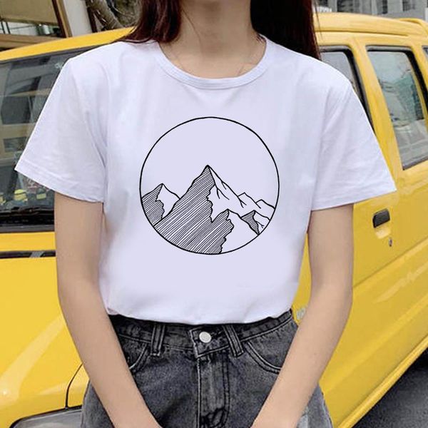 women's t-shirt summer tee female creative mountain print ladies pink graphic cartoon harajuku, White
women's t-shirt summer tee female creative mountain print ladies pink graphic cartoon harajuku, White