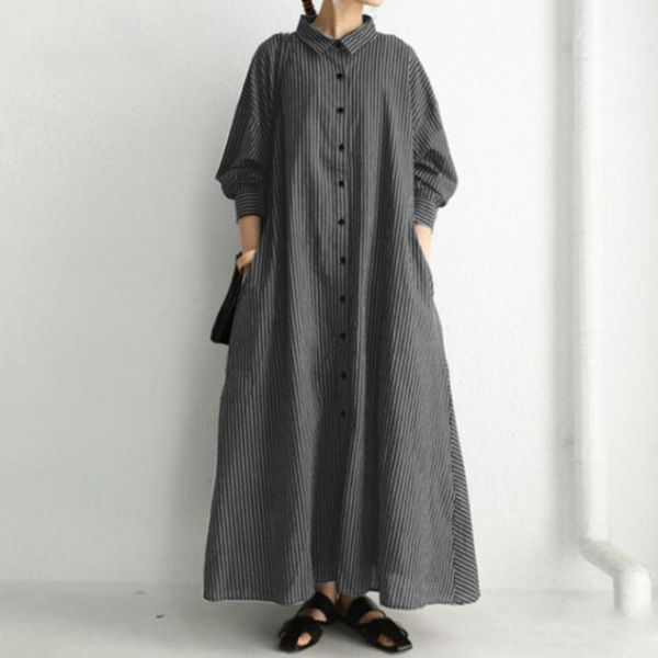 casual dresses autumn 2021 japanese style stripe lapel long sleeve simplicity women's dress loose fashion single-breasted shirt, Black;gray
casual dresses autumn 2021 japanese style stripe lapel long sleeve simplicity women's dress loose fashion single-breasted shirt, Black;gray
