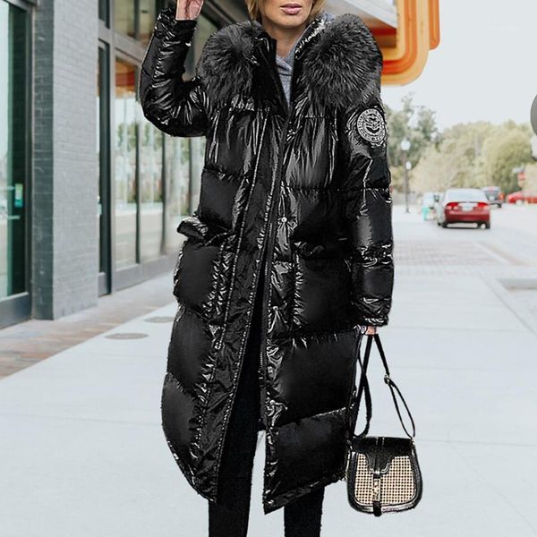 women's wool & blends 2021 winter fashion women long cotton padded jacket sleeve thicken cardigan zipper mid-length hooded collar femal, Black
women's wool & blends 2021 winter fashion women long cotton padded jacket sleeve thicken cardigan zipper mid-length hooded collar femal, Black
