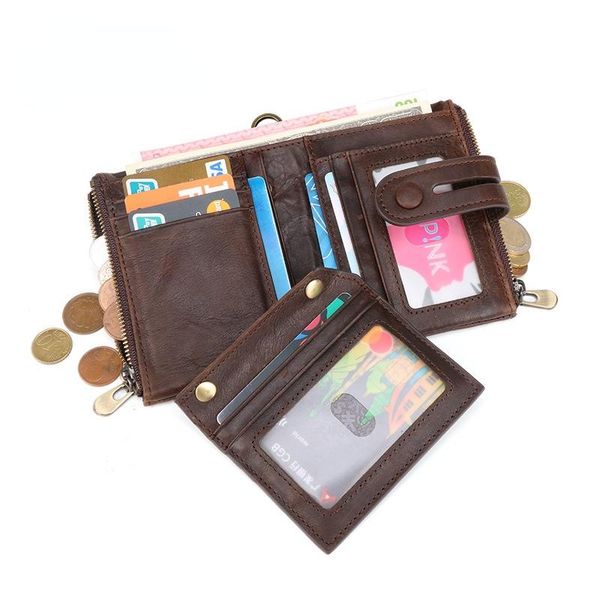 wallets antimagnetic rfid retro crazy horse skin chocolate leisure wallet leather short double zipper men's, Red;black
wallets antimagnetic rfid retro crazy horse skin chocolate leisure wallet leather short double zipper men's, Red;black