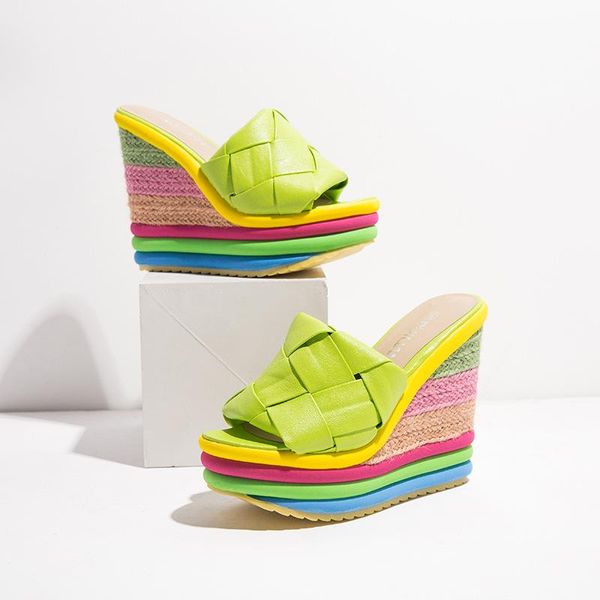 shoes women peep toe slippers summer heeled mules slides multicolored sandals on a wedge platform big size pantofle soft high, Black
shoes women peep toe slippers summer heeled mules slides multicolored sandals on a wedge platform big size pantofle soft high, Black