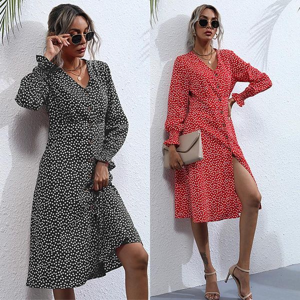 casual dresses floral dress a-line v-neck button slim style fashion long sleeve high waist women's clothes autumn spring, Black;gray
casual dresses floral dress a-line v-neck button slim style fashion long sleeve high waist women's clothes autumn spring, Black;gray