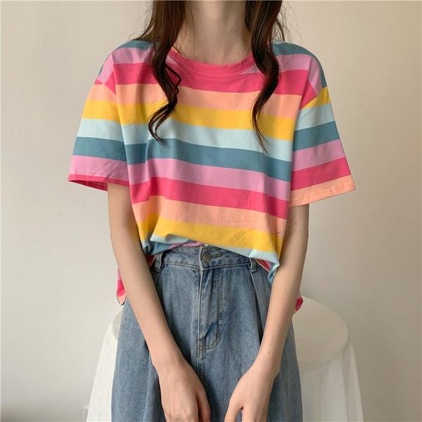 women's t-shirt summer t shirt women o neck loose thin short sleeve tee femme patchwork striped casual korean fashion female, White
women's t-shirt summer t shirt women o neck loose thin short sleeve tee femme patchwork striped casual korean fashion female, White