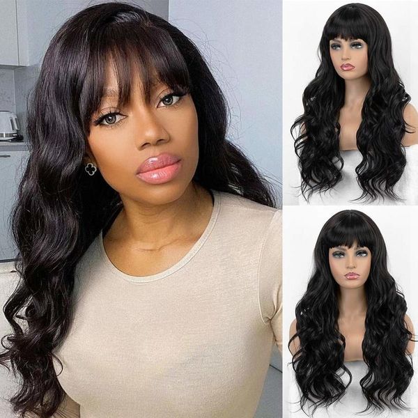 synthetic wigs black wavy with bang for women bangs fit your face long heat resistant breathable cap none lace front wig
synthetic wigs black wavy with bang for women bangs fit your face long heat resistant breathable cap none lace front wig