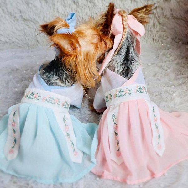 chinese style hanfu pet dog dresses chiffon cat clothes spring shoulder bag skirt summer dress for puppy kitten supply30 costumes
chinese style hanfu pet dog dresses chiffon cat clothes spring shoulder bag skirt summer dress for puppy kitten supply30 costumes