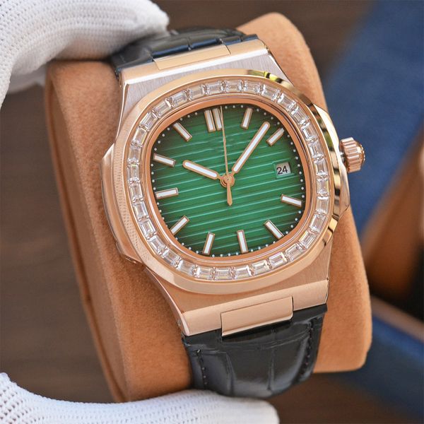classic mens watch automatic mechanical movement fashion watches 40mm leather strap stainless steel case waterproof montre de luxe wristwatc, Slivery;brown
classic mens watch automatic mechanical movement fashion watches 40mm leather strap stainless steel case waterproof montre de luxe wristwatc, Slivery;brown