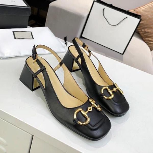 designer elegant summer sandals fashion middle heel metal button solid party office square head british style versatile women shoes zlh, Black
designer elegant summer sandals fashion middle heel metal button solid party office square head british style versatile women shoes zlh, Black