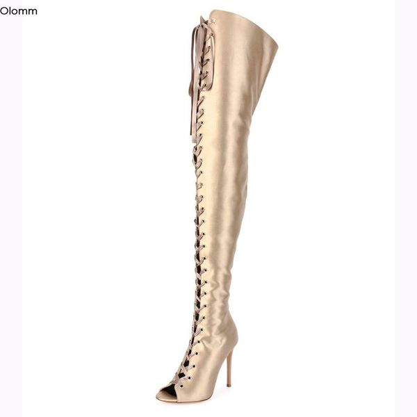 boots olomm handmade women thigh high stiletto heels nice peep toe gorgeous gold party shoes us size 5-13, Black
boots olomm handmade women thigh high stiletto heels nice peep toe gorgeous gold party shoes us size 5-13, Black
