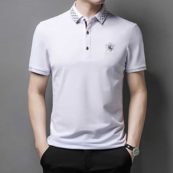 browon summer t shirt for men embroidery short sleeve soft breath fit turn-down smart casual work clothing 210629, White;black
browon summer t shirt for men embroidery short sleeve soft breath fit turn-down smart casual work clothing 210629, White;black