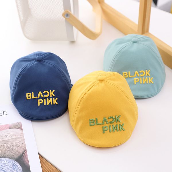 children's alphabet embroidered beret spring and summer new short brim duck tongue travel sunscreen hat, Blue;gray
children's alphabet embroidered beret spring and summer new short brim duck tongue travel sunscreen hat, Blue;gray