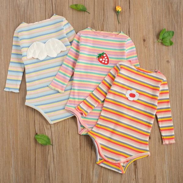 0-24months baby's boys girls romper, long sleeve strawberry flower pattern outwear rainbow stripe one piece garment rompers, Blue
0-24months baby's boys girls romper, long sleeve strawberry flower pattern outwear rainbow stripe one piece garment rompers, Blue