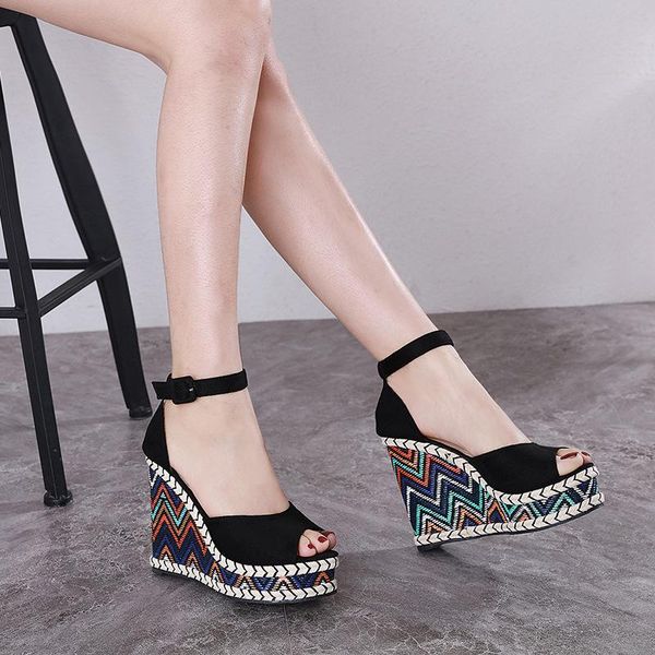 sandals slope heel women 2021 korean summer muffin shoes versatile high thick bottom waterproof platform roman, Black
sandals slope heel women 2021 korean summer muffin shoes versatile high thick bottom waterproof platform roman, Black