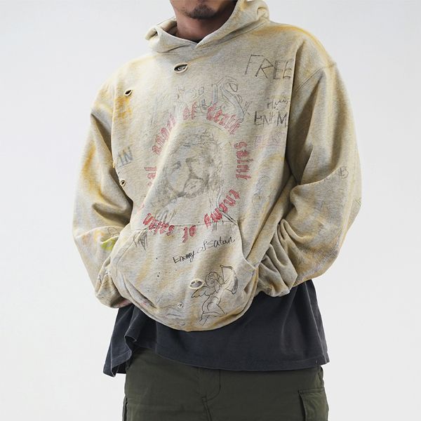 wangzai's own saint michael ouyang nana's hand-painted old jesus loose hoodie jacket, Black
wangzai's own saint michael ouyang nana's hand-painted old jesus loose hoodie jacket, Black