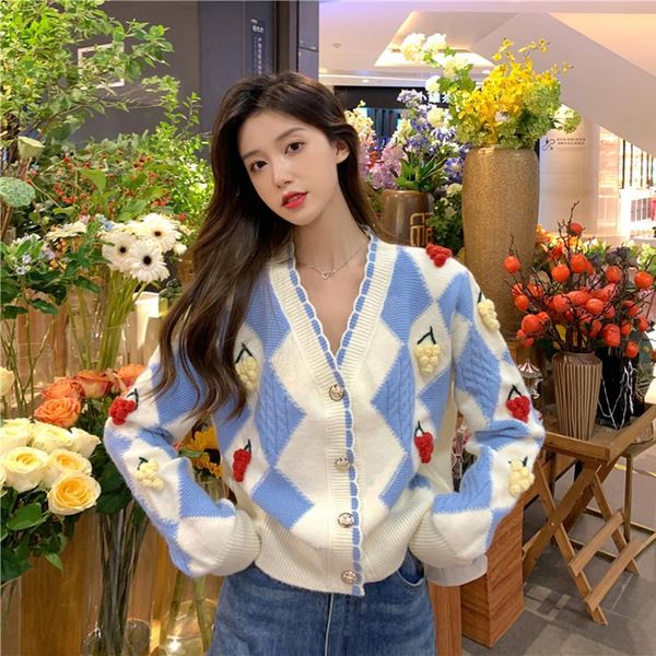 women's knits & tees spring autumn women loose cardigan coat cute 3d decoration geometric color-blocked knitted sweater, White
women's knits & tees spring autumn women loose cardigan coat cute 3d decoration geometric color-blocked knitted sweater, White
