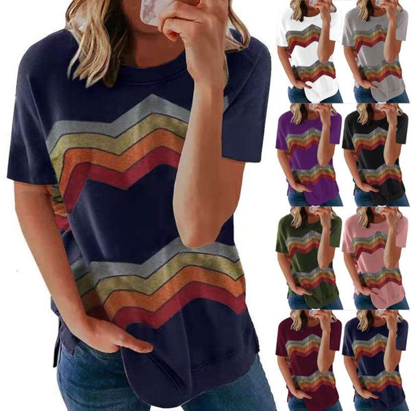 women's t-shirt 2021 spring wear stripe loose and versatile round neck short sleeve king, White
women's t-shirt 2021 spring wear stripe loose and versatile round neck short sleeve king, White