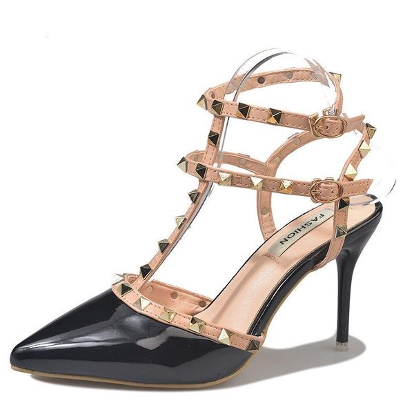 dress shoes stiletto women high heels rivet toe cap pumps heel one word buckle strap pointed, Black
dress shoes stiletto women high heels rivet toe cap pumps heel one word buckle strap pointed, Black