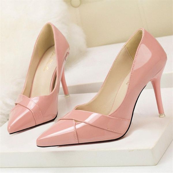 dress shoes spring autumn pointed toe women pumps solild patent leather concise office women's show thin shallow high heels, Black
dress shoes spring autumn pointed toe women pumps solild patent leather concise office women's show thin shallow high heels, Black