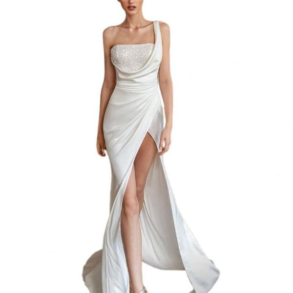 women's swimwear elegant women formal dress one shoulder sequined white autumn satin surface high split party maxi wedding, White;black
women's swimwear elegant women formal dress one shoulder sequined white autumn satin surface high split party maxi wedding, White;black
