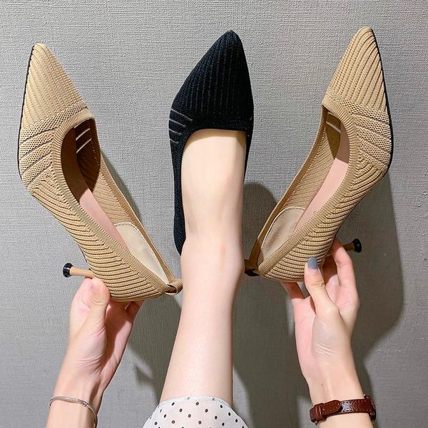 dress shoes women's high-heeled spring and autumn stretch fabric thick-heeled pointed toe work office casual stripper heels, Black 
dress shoes women's high-heeled spring and autumn stretch fabric thick-heeled pointed toe work office casual stripper heels, Black