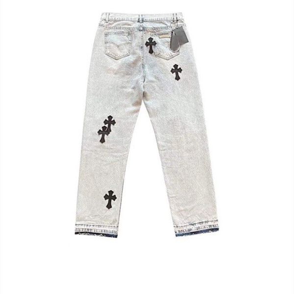 brand hearts/chrome jeans crosin wash ch/romeheartsfengchao button ch leather cro cross label straight men's pants, Blue
brand hearts/chrome jeans crosin wash ch/romeheartsfengchao button ch leather cro cross label straight men's pants, Blue
