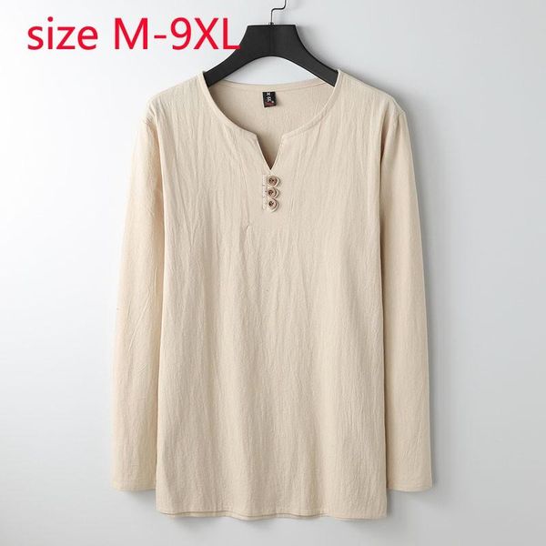 men's t-shirts arrival fashion super large spring and autumn cotton linen long sleeve men summer thin v-neck casual t-shirt plus size m, White;black
men's t-shirts arrival fashion super large spring and autumn cotton linen long sleeve men summer thin v-neck casual t-shirt plus size m, White;black