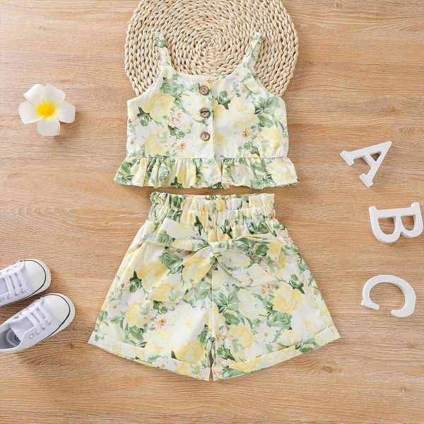 1 6years summer baby girls floral print clothes sets sleeveless ruffle hem cropped short skirt with bow knot, White
1 6years summer baby girls floral print clothes sets sleeveless ruffle hem cropped short skirt with bow knot, White