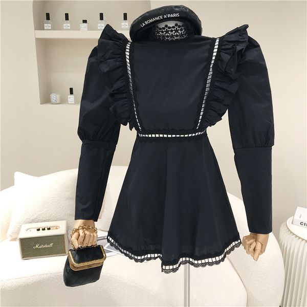 dresses springtime female niche fashion design retro lotus decorative dress of princess, Black;gray
dresses springtime female niche fashion design retro lotus decorative dress of princess, Black;gray