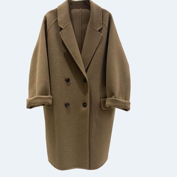 women's wool & blends women winter double breasted long trend coat casual sleeve woolen overcoat fashion korean vintage streetwear jack, Black
women's wool & blends women winter double breasted long trend coat casual sleeve woolen overcoat fashion korean vintage streetwear jack, Black