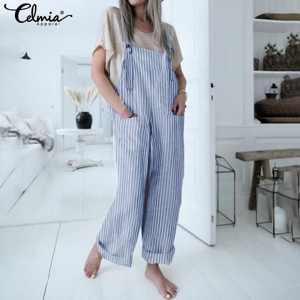 women's jumpsuits & rompers celmia women striped vintage bib overalls 2021 summer strappy casual loose wide leg pants plus size pantalo, Black;white
women's jumpsuits & rompers celmia women striped vintage bib overalls 2021 summer strappy casual loose wide leg pants plus size pantalo, Black;white