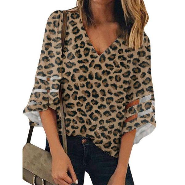 leopard print women's 3/4 bell sleeves mesh panel fashion deep v-neck blouse loose female chiffon shirts image custom, White
leopard print women's 3/4 bell sleeves mesh panel fashion deep v-neck blouse loose female chiffon shirts image custom, White