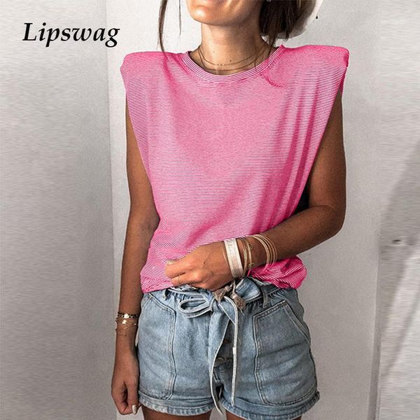 fashion pad shoulder o-neck lady tee shirts summer women sleeveless vintage t-shirt casual harajuku striped loose pullover women's, White
fashion pad shoulder o-neck lady tee shirts summer women sleeveless vintage t-shirt casual harajuku striped loose pullover women's, White