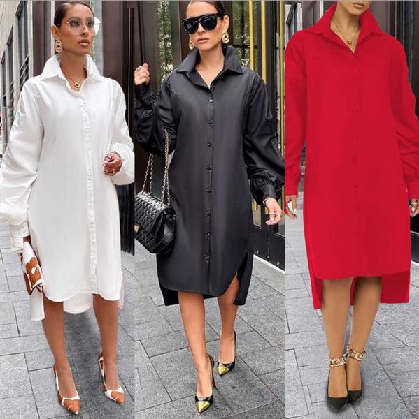 casual dresses women turn-down collar shirt dress 2021 autumn single-breasted lantern sleeve pure color plus size mid-calf, Black;gray
casual dresses women turn-down collar shirt dress 2021 autumn single-breasted lantern sleeve pure color plus size mid-calf, Black;gray