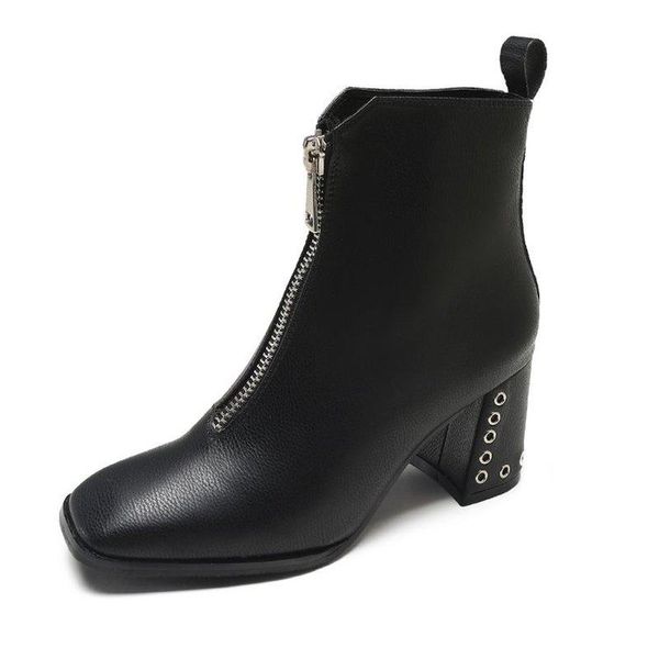 boots black and beige women's casual zipper thick heels ladies high genuine leather solid female 
boots black and beige women's casual zipper thick heels ladies high genuine leather solid female