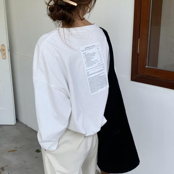 women cotton t shirt womens sweaters spring o neck full sleeves loose style letters printed modis mujer qh2258, White;black
women cotton t shirt womens sweaters spring o neck full sleeves loose style letters printed modis mujer qh2258, White;black