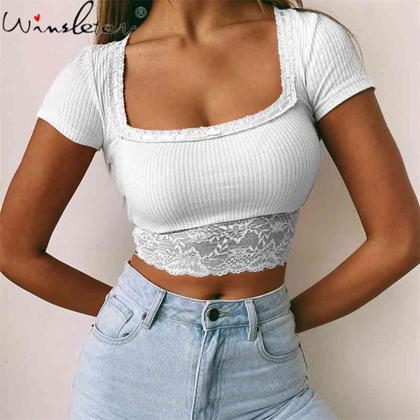 summer white tshirt women crop short t-shirt square collar lace embroidery patchwork slim sleeve t0d317a 210421
summer white tshirt women crop short t-shirt square collar lace embroidery patchwork slim sleeve t0d317a 210421