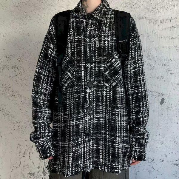 men's casual shirts fonekie mens spring autumn korean retro woolen jacket ins trend loose japanese plaid long-sleeved vintage shirt men, White;black
men's casual shirts fonekie mens spring autumn korean retro woolen jacket ins trend loose japanese plaid long-sleeved vintage shirt men, White;black