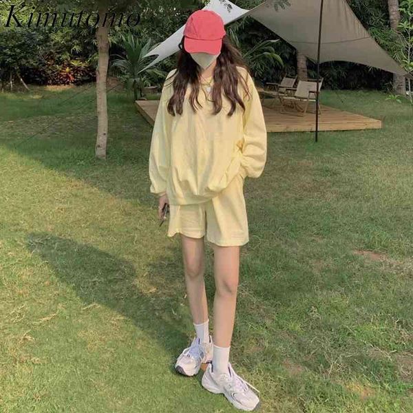 kimutomo solid simple suit spring korean fashion clothing long sleeve o-neck + high elastic waist shorts two piece set 210521, White
kimutomo solid simple suit spring korean fashion clothing long sleeve o-neck + high elastic waist shorts two piece set 210521, White