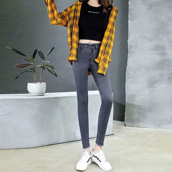 women's jeans stretch skinny pencil pants female denim ripped hem womens bottoms women trousers, Blue
women's jeans stretch skinny pencil pants female denim ripped hem womens bottoms women trousers, Blue