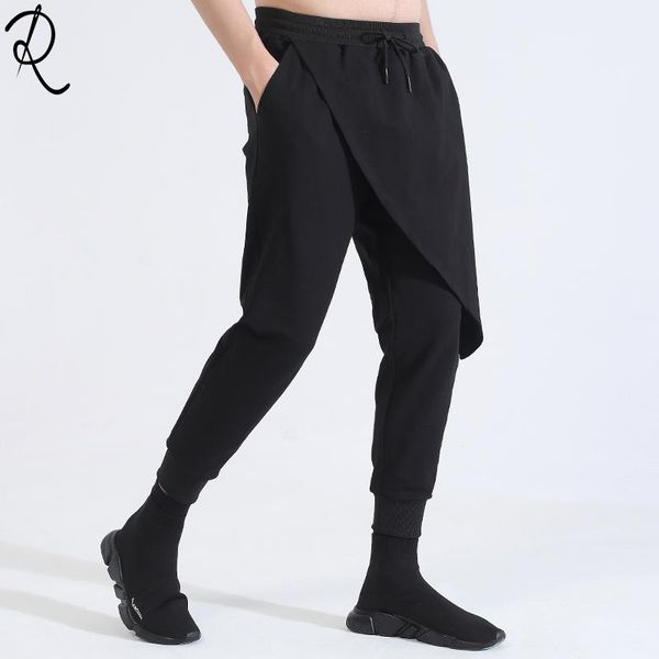 men's autumn wear dark personality irregular geometry false two pieces of patchwork casual pants men, Black
men's autumn wear dark personality irregular geometry false two pieces of patchwork casual pants men, Black