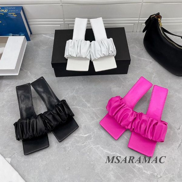 slippers ruffled leather summer slides pink kitten heel designer elegant ladies dress shoes women, Black
slippers ruffled leather summer slides pink kitten heel designer elegant ladies dress shoes women, Black